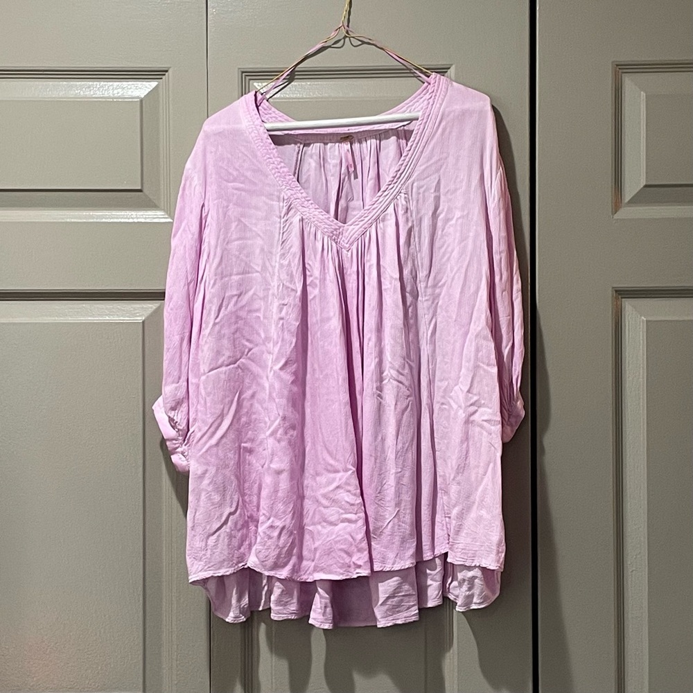 Free People Soft Pink V-Neck Blouse